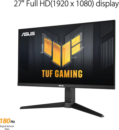 ASUS TUF Gaming 27” 1080P Monitor (VG279QL3A) - Full HD, 180Hz, 1ms, Fast IPS, Extreme Low Motion Blur, FreeSync Premium, G-SYNC Compatible, Speakers, DisplayPort, Height Adjustable (Certified Refurbished)
