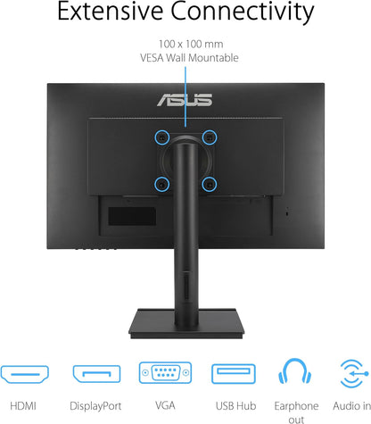 ASUS VA27DQFS Business Monitor – 27-inch, IPS, Full HD, Frameless, 100Hz, Adaptive-Sync, 1ms MPRT, HDMI, DisplayPort, VGA, Low Blue Light, Flicker Free, Ergonomic Design, Wall Mountable (Certified Refurbished)