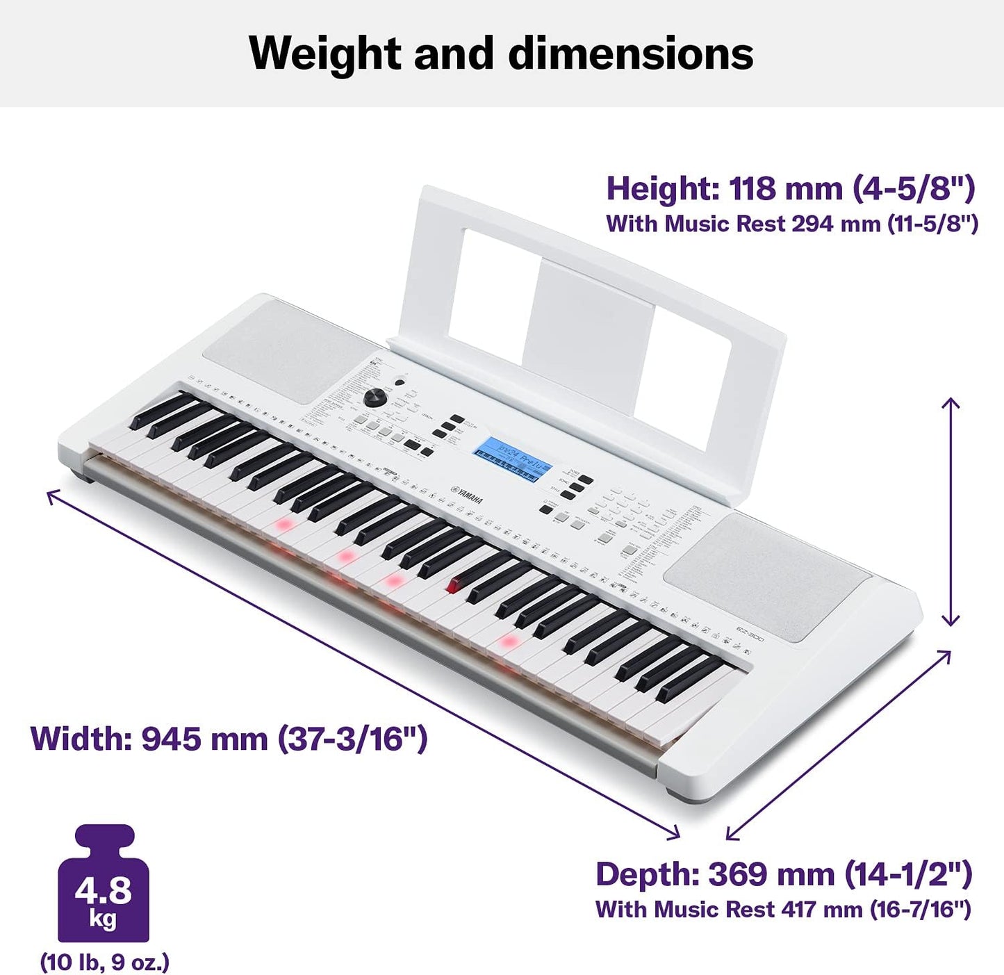Yamaha EZ-300 61-Key Portable Keyboard with Lighted Keys (Certified Refurbished)