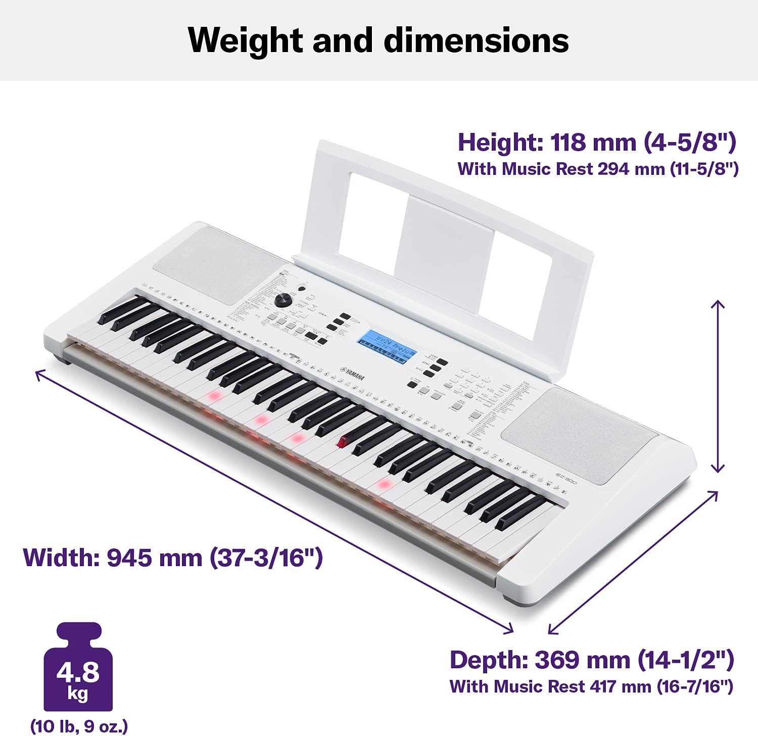 Yamaha EZ-300 61-Key Portable Keyboard with Lighted Keys (Certified Refurbished)