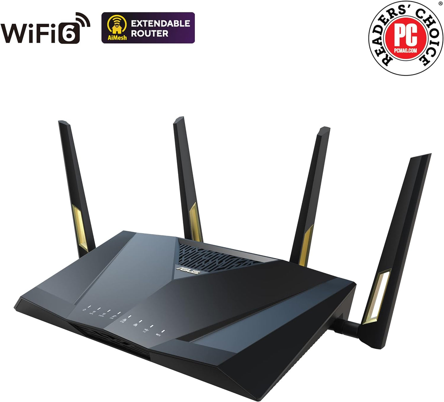 ASUS RT-AX88U Pro (AX6000) Dual Band WiFi 6 Extendable Gaming Router, Dual 2.5G Ports, ASUS Rangeboost Plus, Port Forwarding, Subscription-Free Network Security, VPN, AiMesh Compatible (Certified Refurbished)