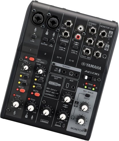 Yamaha AG06MK2 W White 6-Channel Live Streaming Loopback Mixer/USB Interface with Steinberg Software Suite (Certified Refurbished)
