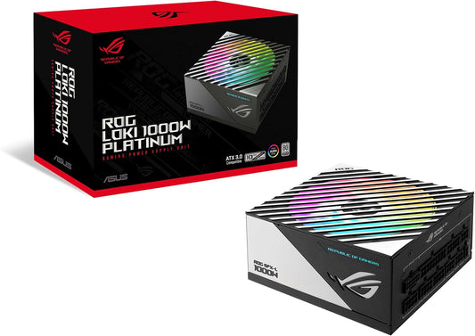 ASUS ROG Loki 1000W SFX-L 80 Plus Platinum Fully Modular Power Supply (ATX 3.0, PCIe 5.0 16-pin Cable, 120mm PWM ARGB Fan, Aura Sync, SFX-to-ATX Bracket) (Certified Refurbished)