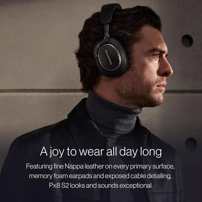 Bowers & Wilkins Px8 S2 Wireless Over-Ear Headphones, Active Noise Cancelling & Transparency Mode, High-Res Playback, 30H Playtime with Quick Charge Support, Bluetooth Headphones (Certified Refurbished)