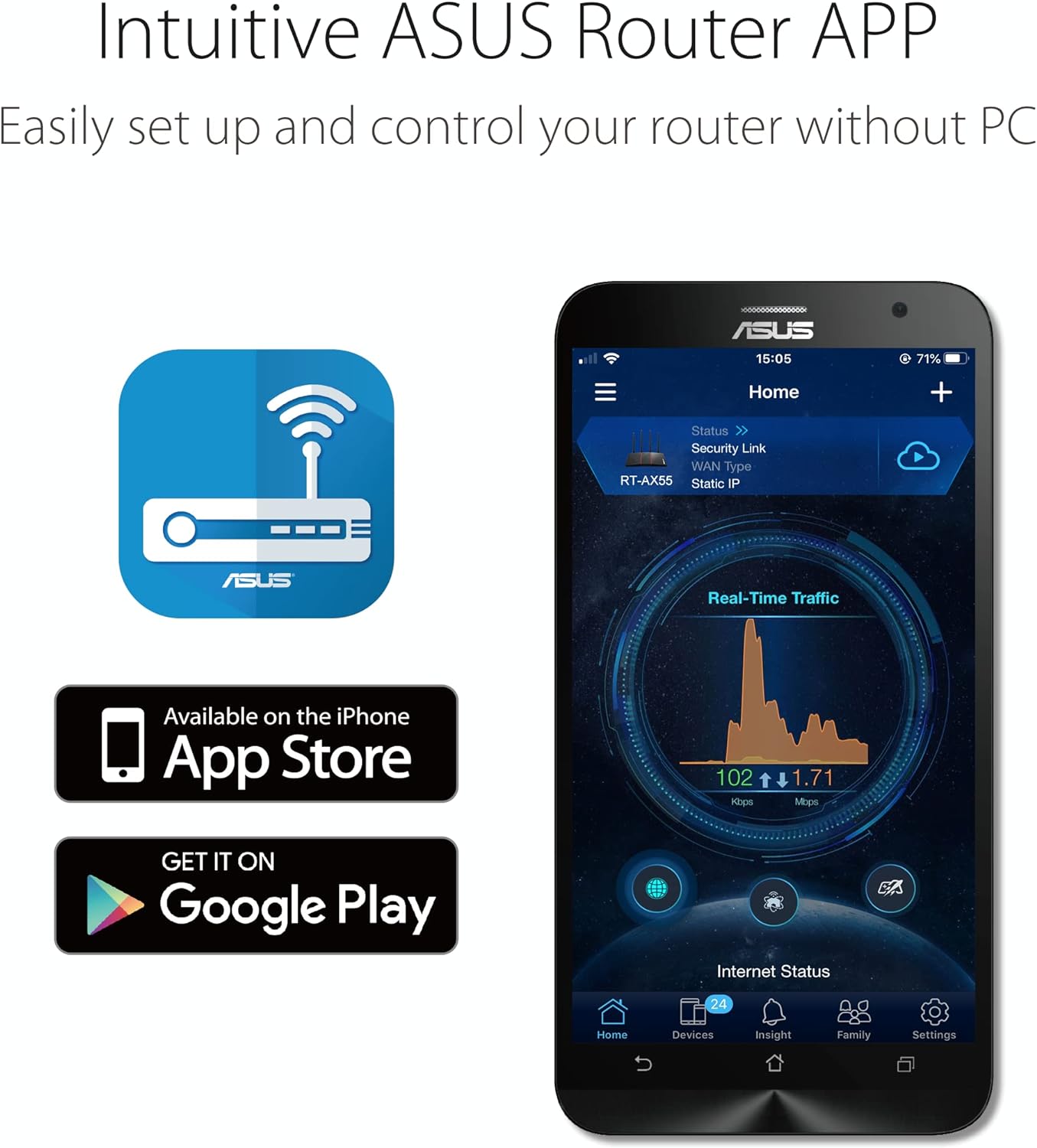 ASUS AX1800S Gigabit Ethernet Dual-Band 2.4GHz / 5GHz Wireless Router (Certified Refurbished)