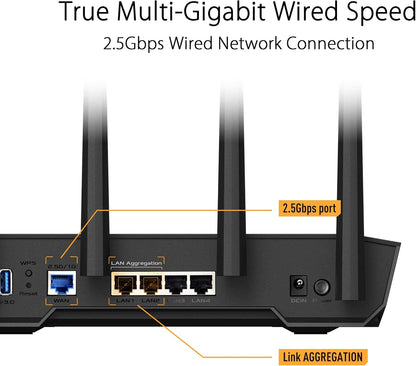 ASUS TUF Gaming WiFi 6 Router (TUF-AX4200) - Dedicated Gaming Port, Dual 2.5G Port, 3 Steps Port Forwarding, Extendable Router with AiMesh Technology, AiProtection Pro, VPN, Instant Guard (Certified Refurbished)