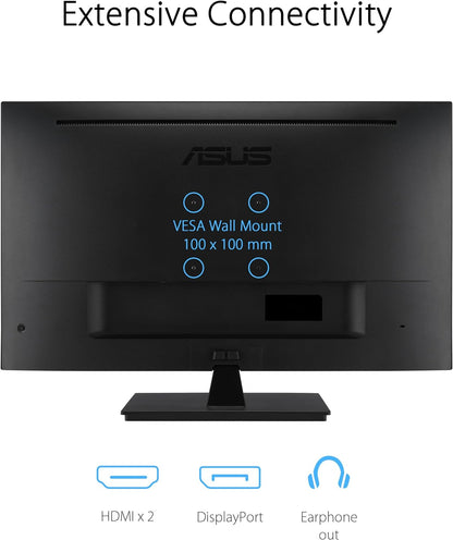ASUS 31.5” 4K HDR Eye Care Monitor (VP327Q) – UHD (3840 x 2160), 99% sRGB, HDR-10, Adaptive-Sync, Speakers, DisplayPort, HDMI, Flicker Free, Blue Light Filter, VESA Mountable (Certified Refurbished)
