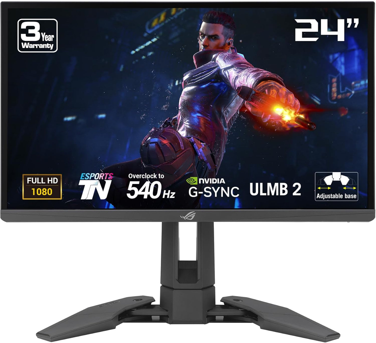 ASUS ROG Swift Pro PG248QP NVIDIA G-SYNC esports gaming monitor - 24.1-inch FHD, 540 Hz (OC), Esports-TN panel, NVIDIA Reflex Analyzer, ULMB 2, adjustable base, ESS codec, DisplayHDR400 (Certified Refurbished)