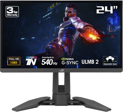 ASUS ROG Swift Pro PG248QP NVIDIA G-SYNC esports gaming monitor - 24.1-inch FHD, 540 Hz (OC), Esports-TN panel, NVIDIA Reflex Analyzer, ULMB 2, adjustable base, ESS codec, DisplayHDR400 (Certified Refurbished)
