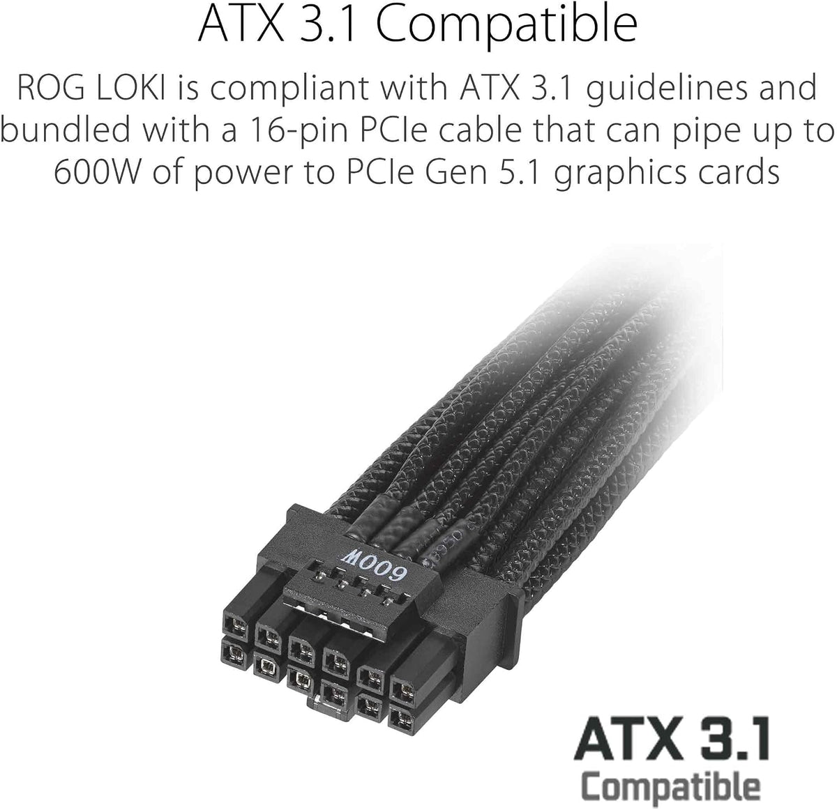 ASUS ROG Loki 1000W SFX-L 80 Plus Platinum Fully Modular Power Supply (ATX 3.0, PCIe 5.0 16-pin Cable, 120mm PWM ARGB Fan, Aura Sync, SFX-to-ATX Bracket) (Certified Refurbished)