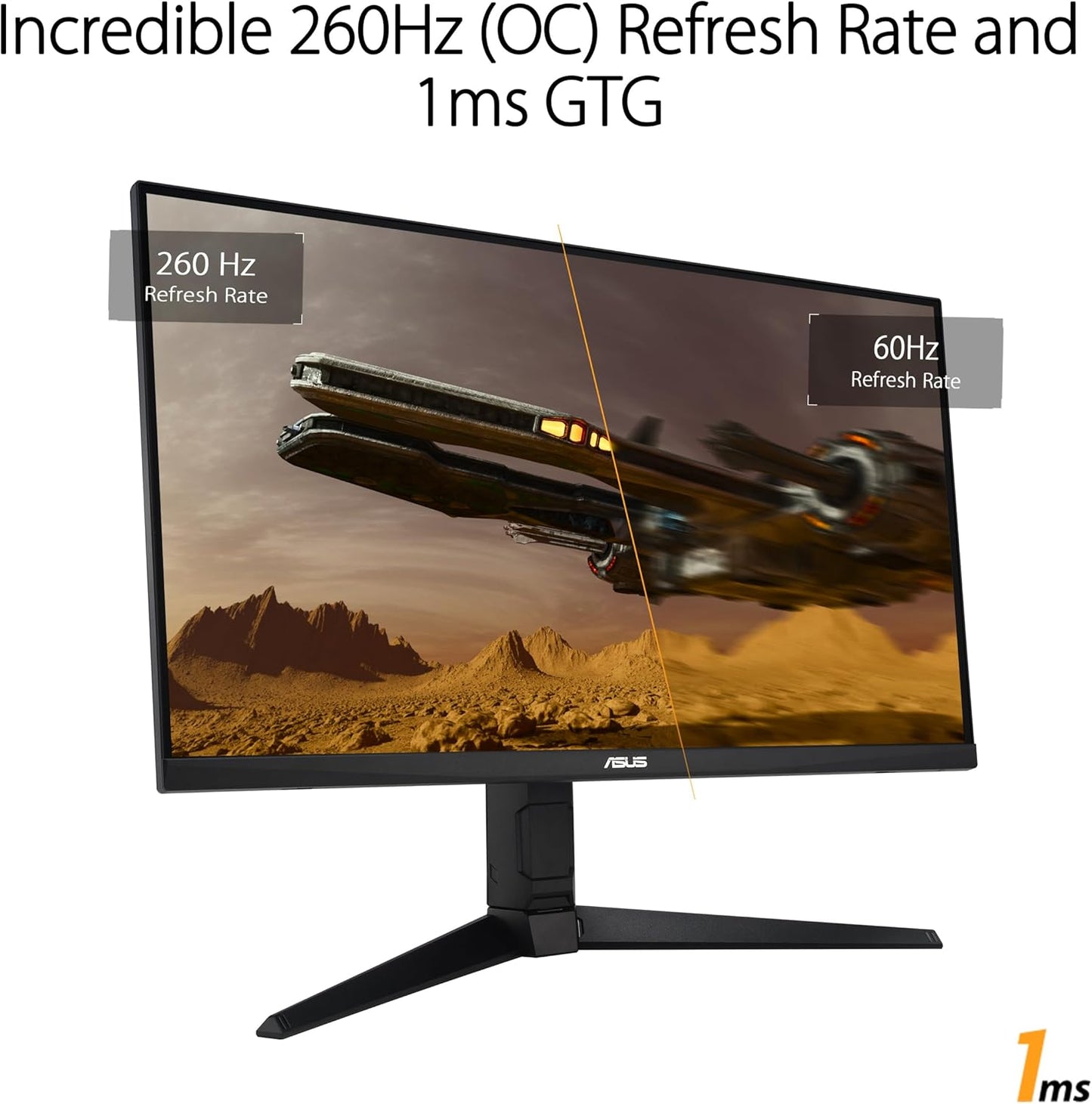 ASUS TUF Gaming 27” 1440P Gaming Monitor (VG27AQML1A) - QHD (2560 x 1440), 260Hz, 1ms, Fast IPS, Extreme Low Motion Blur Sync, G-SYNC Compatible, Freesync Premium (Certified Refurbished)