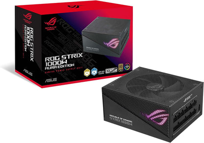 ASUS ROG Strix 1000W Gold Aura Edition 80 Plus Gold Fully Modular Gaming Power Supply (ATX 3.0, PCIe 5.0 16-pin Cable, ARGB Lighting, Aura Sync, ROG Heatsinks, 0dB Technology) (Certified Refurbished)