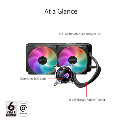 ASUS ROG Strix LC II 280 ARGB All-in-One Liquid CPU Cooler (280mm Radiator, ARGB Pump Cover & Fans, Aura Sync, Intel LGA 1700/1200/115x & AMD AM5/AM4) (Certified Refurbished)