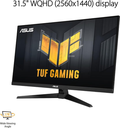 ASUS TUF Gaming 31.5” 1440P HDR Monitor (VG32AQA1A) - QHD (2560 x 1440), 170Hz, 1ms, Extreme Low Motion Blur, FreeSync Premium, DisplayPort, HDMI, HDR-10, Shadow Boost, VESA Wall Mountable (Certified Refurbished)