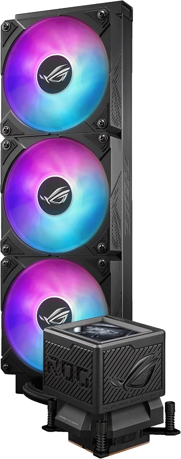 ASUS ROG Ryujin III 360 ARGB Extreme All-in-One Liquid CPU Cooler (360mm Radiator, Asetek 8th Gen Pump, 3.5" LCD Display, Magnetic ARGB Fans, Aura Sync, Intel LGA 1851/1700 & AMD AM5/AM4) (Certified Refurbished)