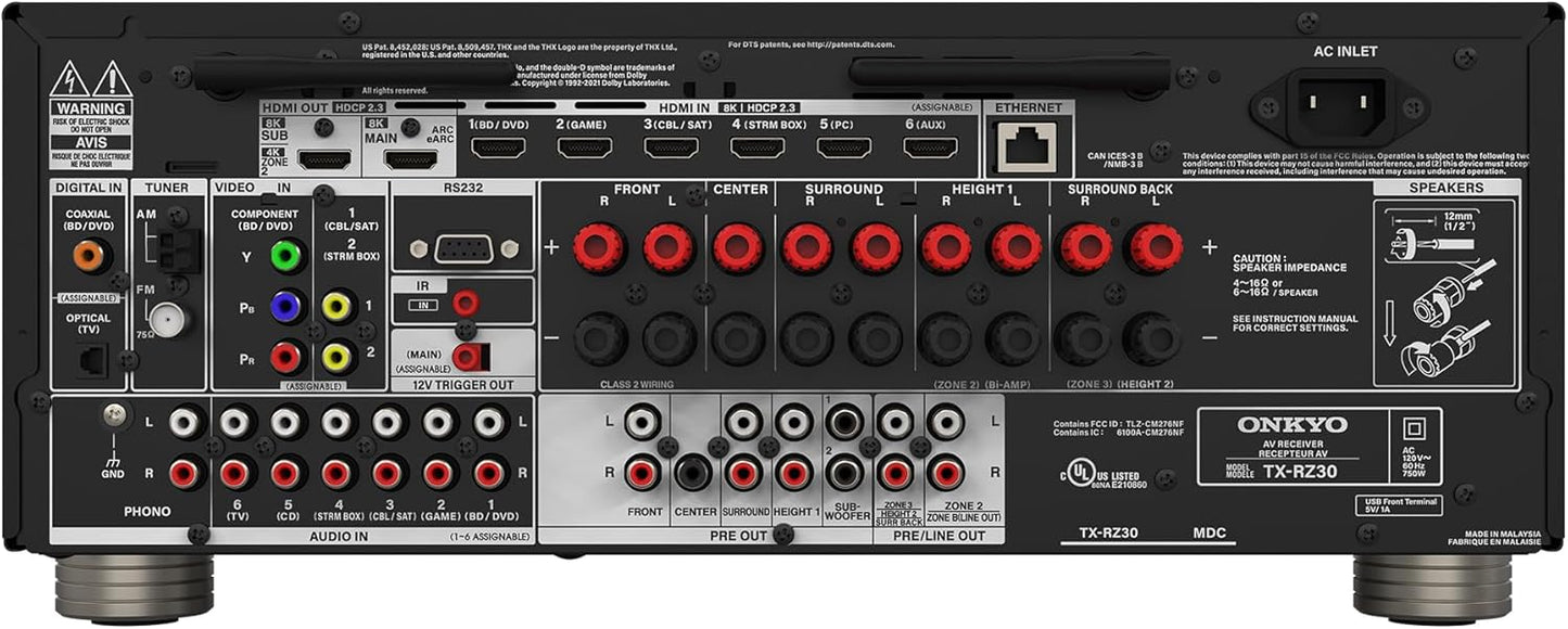 Onkyo TX-RZ30 9.2-Channel AV Receiver (Certified Refurbished)