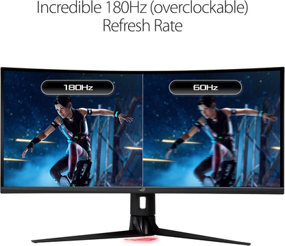 ASUS ROG Strix 34” Ultra-Wide Gaming Monitor (XG349C) - UWQHD (3440 x 1440), 180Hz, 1ms, Extreme Low Motion Blur Sync, 135% sRGB, G-SYNC, HDR 400, Eye Care, USB-C, DisplayPort, HDMI (Certified Refurbished)