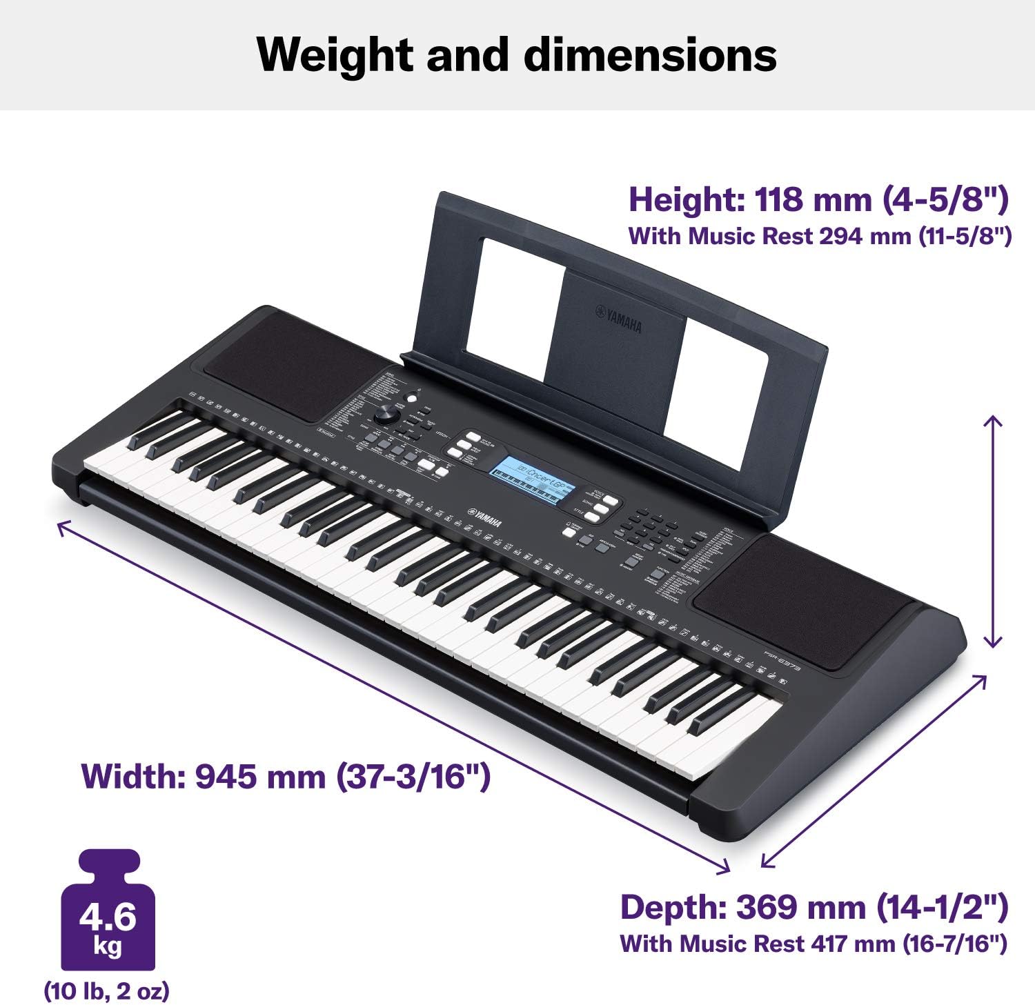 Yamaha PSR-E373 61-Key Touch Sensitive Portable Keyboard (Certified Refurbished)