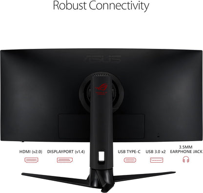 ASUS ROG Strix 34” Ultra-Wide Gaming Monitor (XG349C) - UWQHD (3440 x 1440), 180Hz, 1ms, Extreme Low Motion Blur Sync, 135% sRGB, G-SYNC, HDR 400, Eye Care, USB-C, DisplayPort, HDMI (Certified Refurbished)
