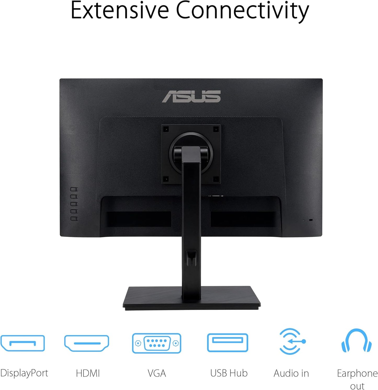 ASUS 23.8” 1080P Monitor (VA24EQSB) - Full HD, IPS, 75Hz, Built-in Speakers, Eye Care, Low Blue Light, Flicker Free, VESA Mountable, Height Adjustment, Frameless, DisplayPort, HDMI, VGA, USB Hub (Certified Refurbished)