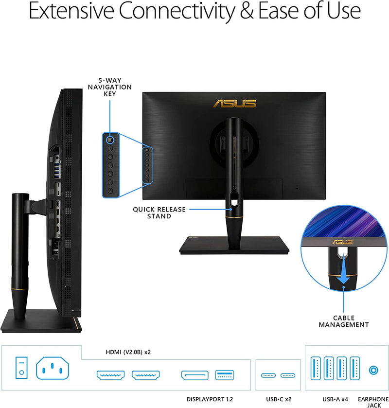 ASUS ProArt Display PA27UCX-K 4K HDR IPS Mini LED Professional Monitor - 27Ó, 1000 nits, Off-Axis Contrast Optimization,HDR-10, Dolby Vision, USB-C,Calman Ready, ColourSpace Integration (Certified Refurbished)