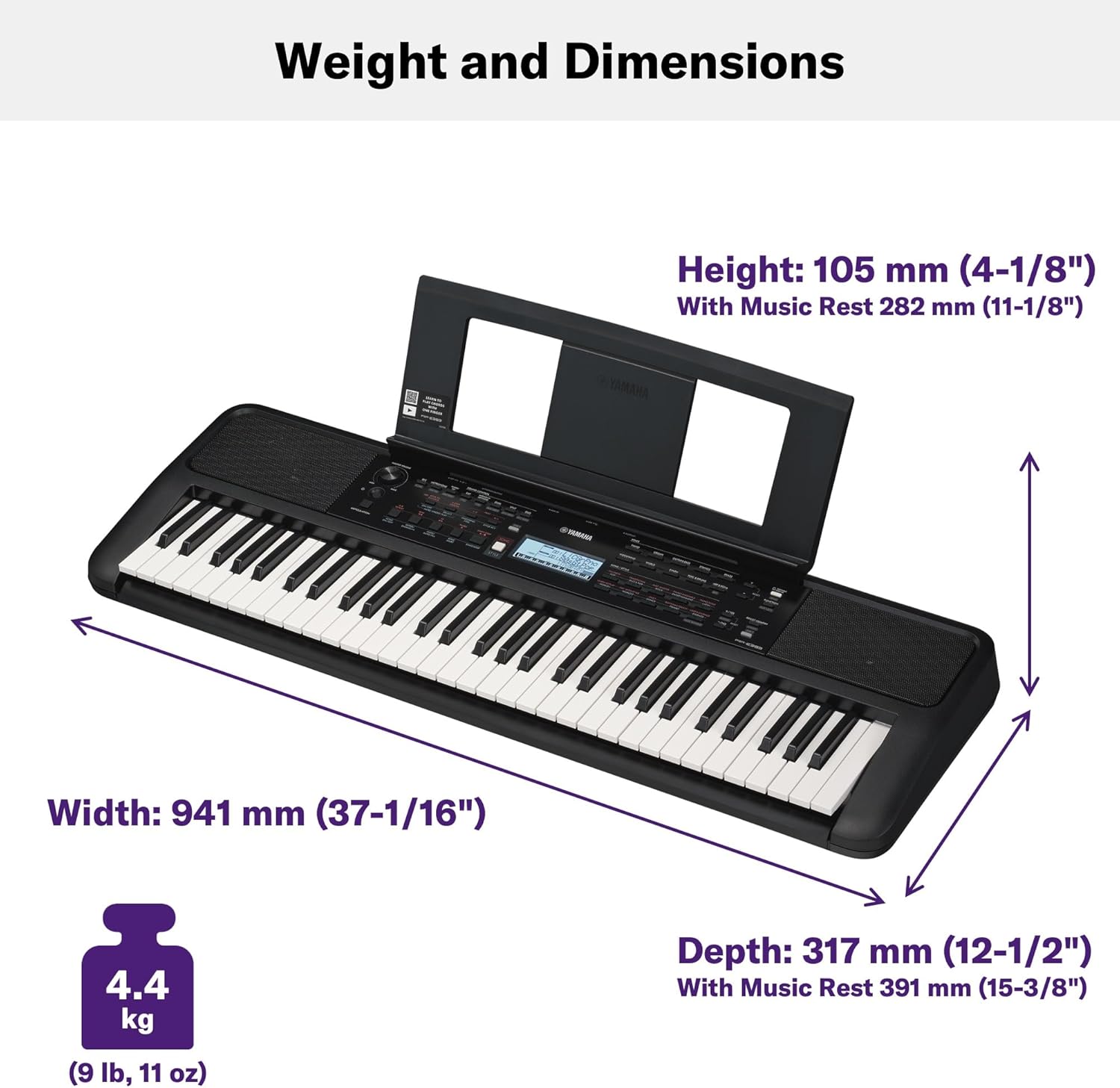 Yamaha PSR-E383 61 Key Portable Keyboard (Certified Refurbished)