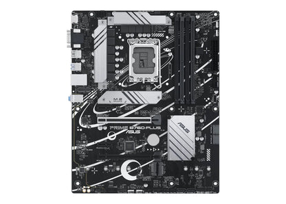 ASUS Prime B760-PLUS, an Intel B760 LGA 1700 ATX Motherboard (PCIe 5.0, three PCIe 4.0 M.2 slots, DDR5, Realtek 2.5Gb Ethernet, DisplayPort, VGA, HDMI, SATA 6 Gbps, USB 3.2 Gen 2x2 Type-C, Thunderbolt (USB4) support, Aura Sync (Certified Refurbished)