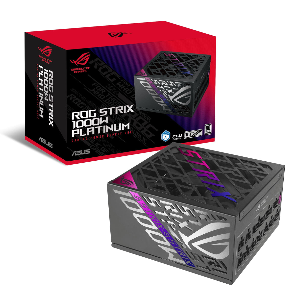 ASUS ROG Strix 1000W 80 Plus Platinum Fully Modular Gaming Power Supply (ATX 3.1, PCIe 5.1 16-pin Cable, ROG Heatsinks, Axial-tech Fan, 0dB Technology) (Certified Refurbished)