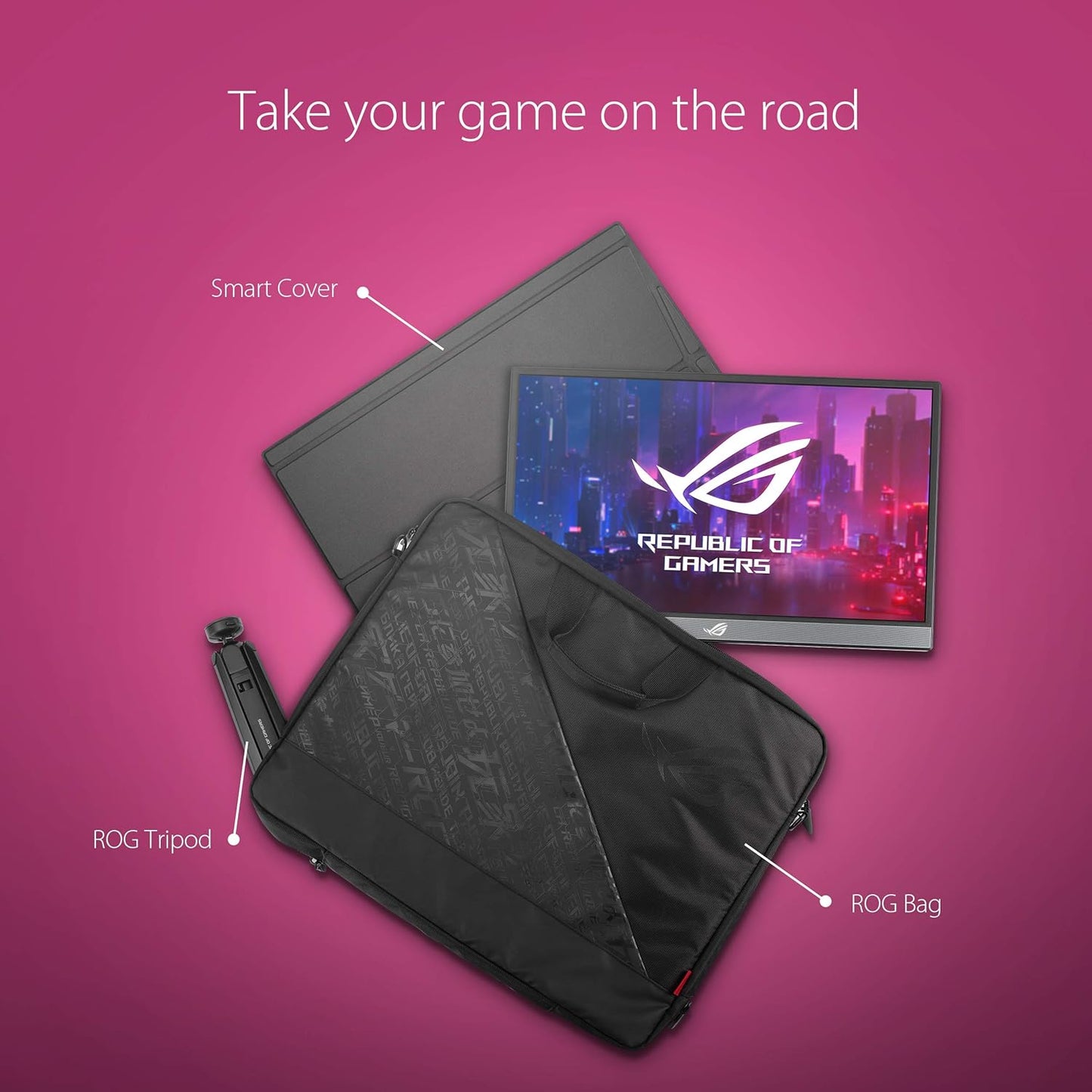 Asus ROG Strix XG17AHP 17.3” Portable Gaming Monitor, 1080P Full HD, IPS, 240Hz (Supports 144Hz), Adaptive-Sync, Eye Care, Micro-HDMI USB-C, ROG Tripod, Carrying Bag, 3 Hour Battery Life (Certified Refurbished)
