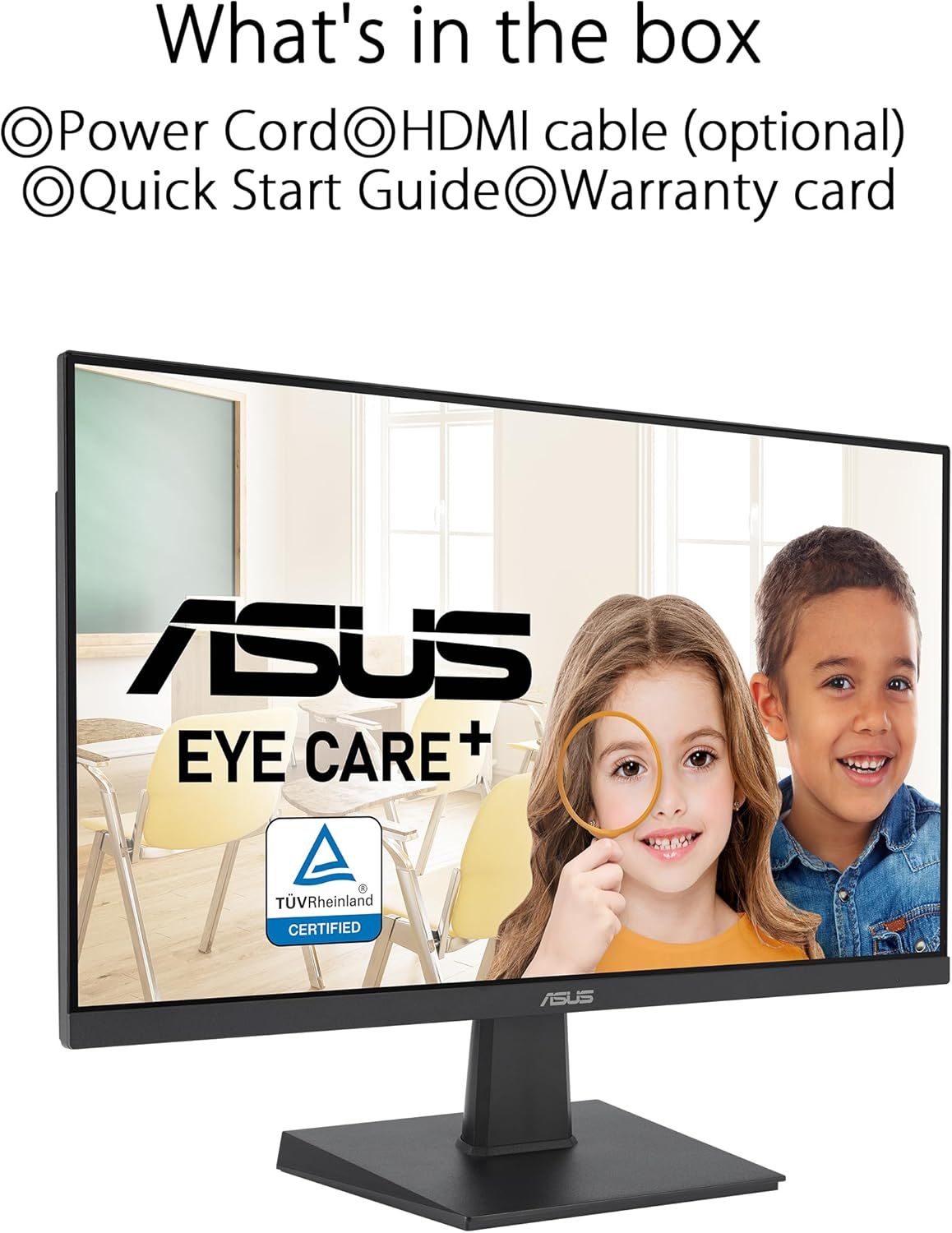ASUS 24” (23.8-inch viewable) 1080P Eye Care Monitor (VA24EHF) - IPS, Full HD, Frameless, 100Hz, 1ms, Adaptive-Sync, for Working and Gaming, Low Blue Light, HDMI, VESA Mountable, Tilt (Certified Refurbished)