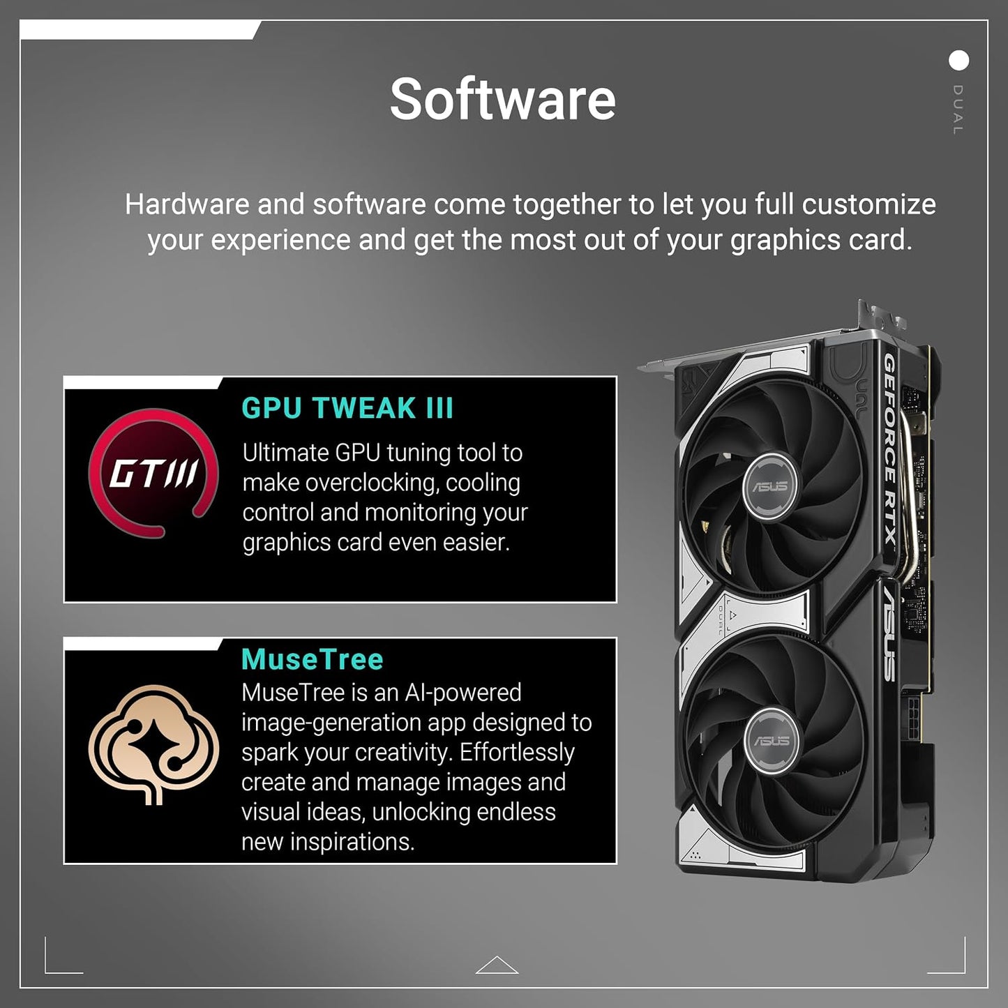 ASUS Dual GeForce RTX 5060 8GB GDDR7 OC Edition (PCIe 5.0, 8GB GDDR7, DLSS 4, HDMI 2.1b, DisplayPort 2.1b, 2.5-Slot Design, Axial-tech Fan Design, 0dB Technology, and More) (Certified Refurbished)