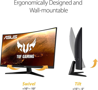 ASUS TUF Gaming VG32VQ1B 31.5" Curved Monitor, WQHD (2560 x 1440), 165Hz (Supports 144Hz), 1ms, FreeSync Premium/Adaptive-sync, Extreme Low Motion Blur, HDR10, HDMI DisplayPort (Certified Refurbished)