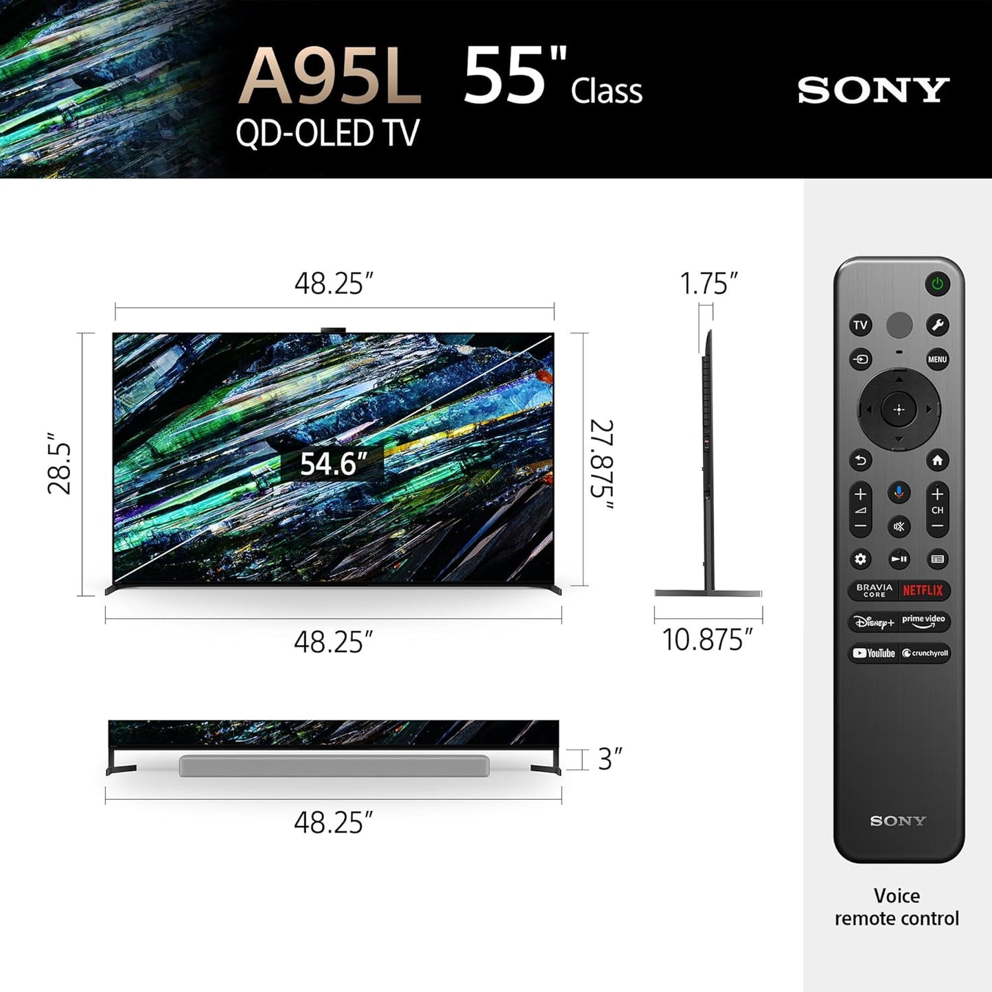 Sony BRAVIA XR 55” Class A95L QD-OLED 4K HDR Google TV (Refurbished)