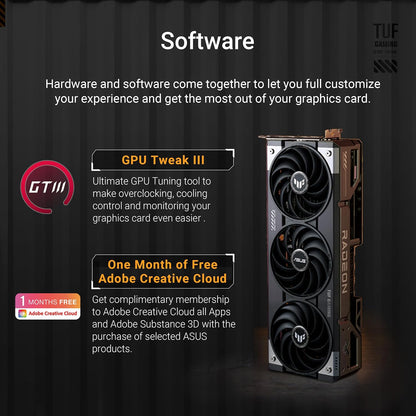 ASUS TUF Gaming Radeon RX 9070 XT OC Edition 16GB GDDR6 Graphics Card (AMD Radeon Radeon RX9070XT, PCIe 5.0, 1x HDMI 2.1b, 3X DisplayPort 2.1a, 3.125 Slot Design) (Certified Refurbished)