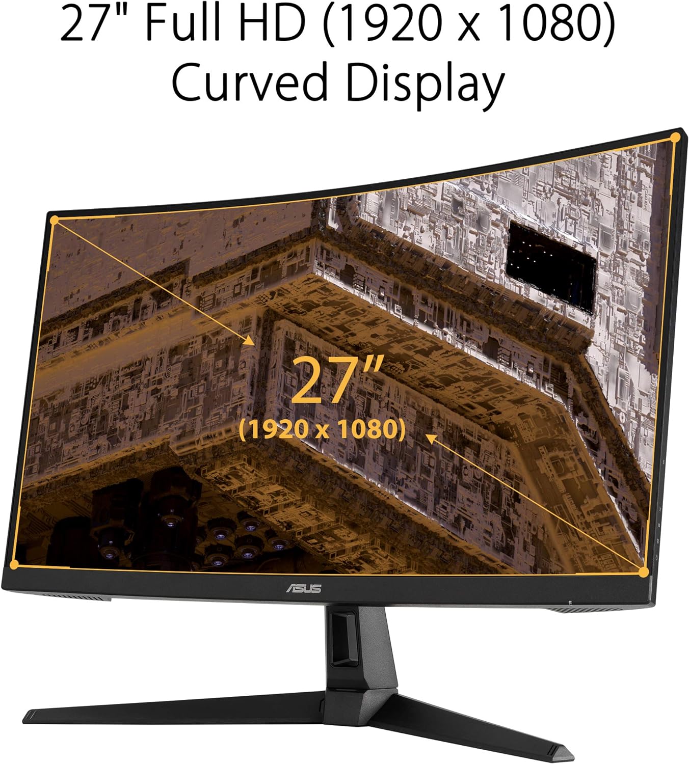 ASUS TUF Gaming VG27VH1B 27” Curved Monitor, 1080P Full HD, 165Hz (Supports 144Hz), Extreme Low Motion Blur, Adaptive-sync, FreeSync Premium, 1ms, Eye Care, HDMI D-Sub (Certified Refurbished)