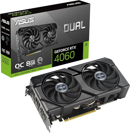 ASUS Dual GeForce RTX 4060 EVO Series Graphics Cards (8GB, GDDR6, PCIe 4.0, 8GB GDDR6, DLSS 3, HDMI 2.1a, DisplayPort 1.4a, Axial-tech Fan Design, 0dB Technology, Dual BIOS) (Certified Refurbished)