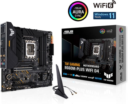 ASUS TUF GAMING B660M-PLUS WIFI D4 LGA 1700(Intel 12th Gen) mATX Gaming Motherboard (PCIe 5.0,DDR4,2xPCIe 4.0 M.2 Slots,WiFi 6,2.5 Gb LAN,Front USB 3.2 Gen 1 Type-C,Two-way AI Noise Cancelation) (Certified Refurbished)
