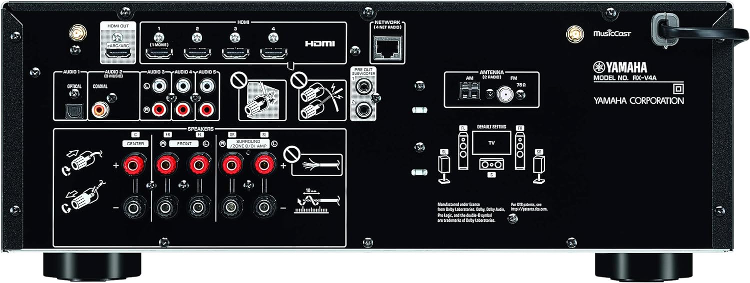 Yamaha AVENTAGE RX-V4A 5.2-Channel AV Receiver with 8K HDMI and MusicCast (Certified Refurbished)