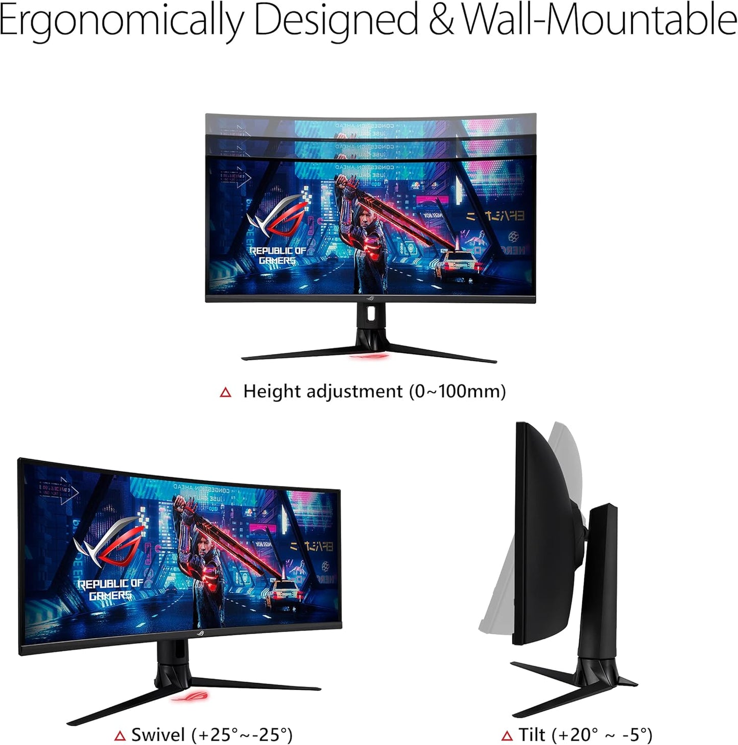 ASUS ROG Strix 34” Ultra-Wide Gaming Monitor (XG349C) - UWQHD (3440 x 1440), 180Hz, 1ms, Extreme Low Motion Blur Sync, 135% sRGB, G-SYNC, HDR 400, Eye Care, USB-C, DisplayPort, HDMI (Certified Refurbished)