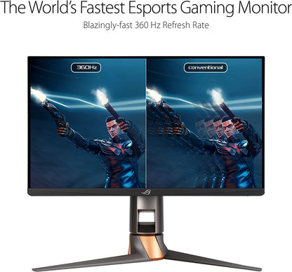 ASUS ROG Swift PG259QN eSports NVIDIA® G-SYNC® Gaming Monitor – 24.5 inch FHD (1920 x 1080), 360 Hz, Fast IPS, 1 ms (GTG), HDR, NVIDIA ULMB (Certified Refurbished)