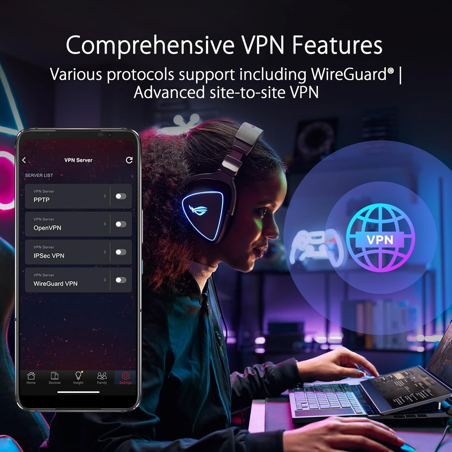 ASUS ROG Rapture GT-BE98 PRO First Quad-Band WiFi 7 Gaming Router supports 320MHz, Dual 10G Port, Triple-level Game Acceleration, Mobile Game Mode, Subscription-Free Security, AiMesh, and VPN features (Certified Refurbished)