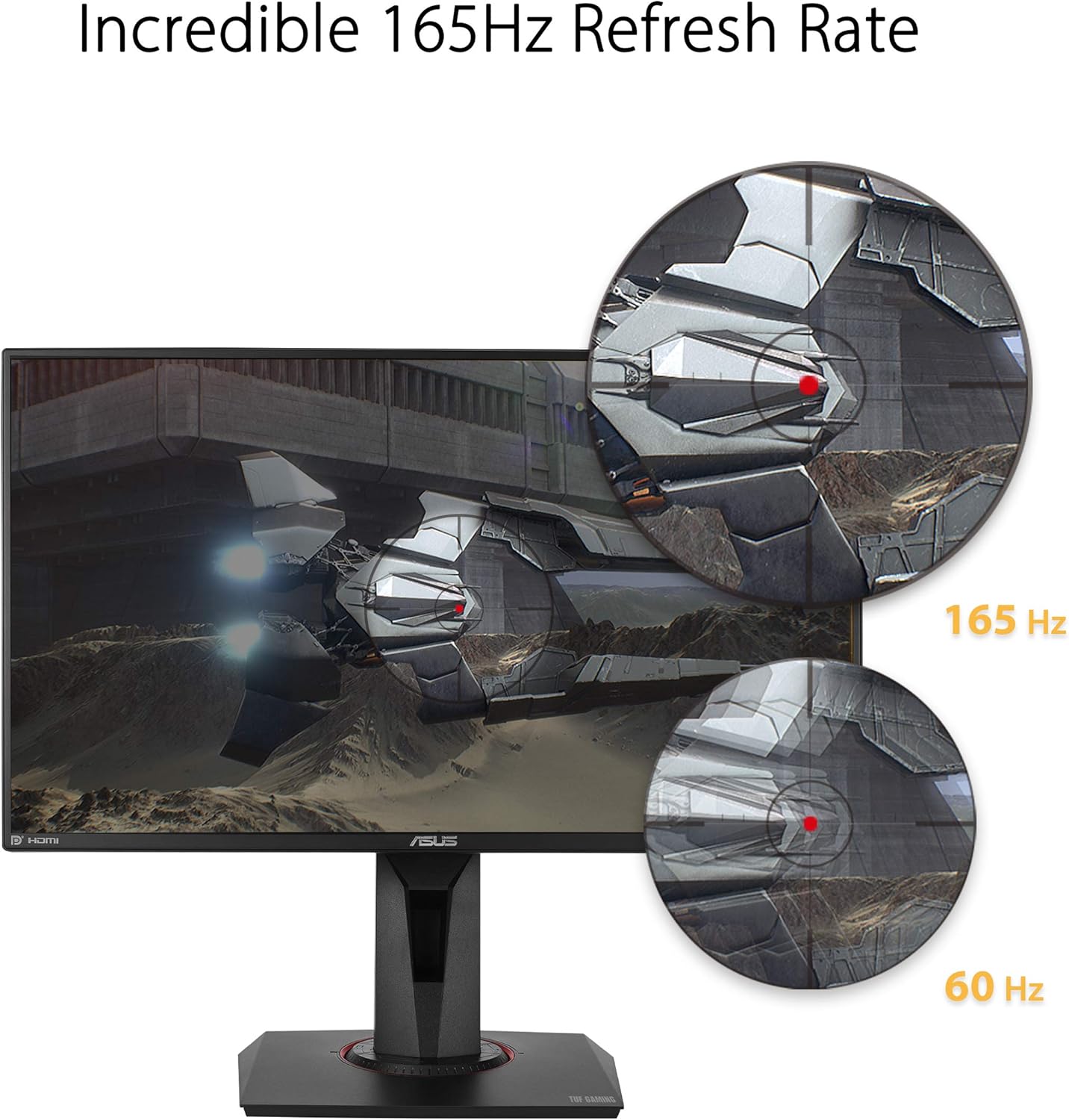 ASUS TUF Gaming VG259QR 24.5” Gaming Monitor, 1080P Full HD, 165Hz (Supports 144Hz), 1ms, Extreme Low Motion Blur, G-SYNC Compatible Ready, Eye Care, DisplayPort HDMI, Shadow Boost, Height Adjustable (Certified Refubished)