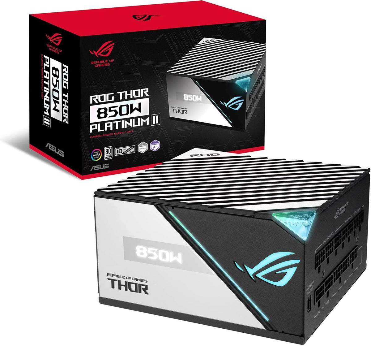 ASUS ROG Thor 850W Platinum II Fully Modular Gaming Power Supply (80 Plus Platinum, OLED Power Display, Aura Sync ARGB, ROG Heatsinks, 0dB Technology, Lambda A++) (Certified Refurbished)