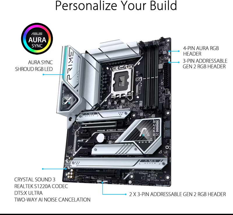 ASUS Prime Z790-A WiFi 6E LGA 1700(Intel 13th&12th) ATX Motherboard (16+1 DrMOS, PCIe 5.0,DDR5,4X M.2 Slots,2.5 Gb LAN,USB 3.2 Gen 2 Front Panel Type-C, Thunderbolt 4/USB4, DP) (Certified Refurbished)