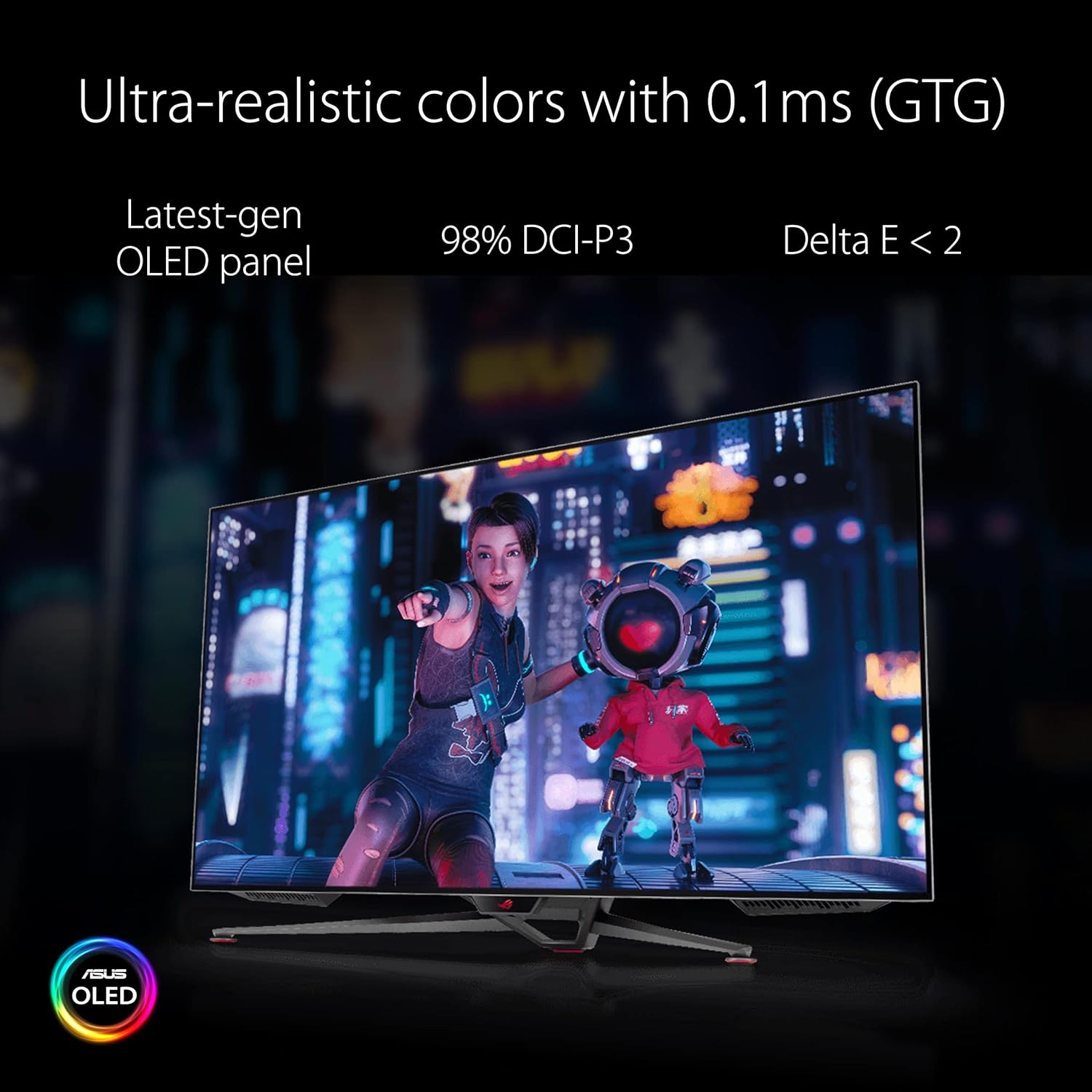 ASUS ROG Swift 47.5” 4K OLED Gaming Monitor (PG48UQ)- UHD (3840 x 2160), 138Hz, 0.1ms, HDMI 2.1, True 10 bit, DCI-P3 98%, G-SYNC Compatible, DisplayPort, USB, Console Ready, Remote Control, Anti-Glare (Certified Refurbished)