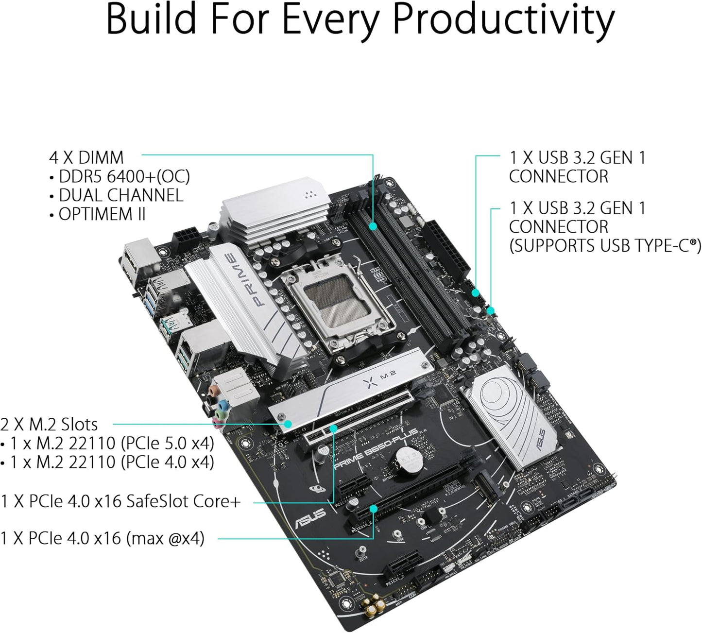 ASUS Prime B650-PLUS AMD B650(Ryzen 7000) ATX Motherboard(DDR5,PCIe 5.0 M.2,2.5Gb Ethernet,DisplayPort, HDMI, USB 3.2 Gen 2 Type-C, Front USB 3.2 Gen 1 Type-C, BIOS FlashbackTM, USB4 Support) (Certified Refurbished)