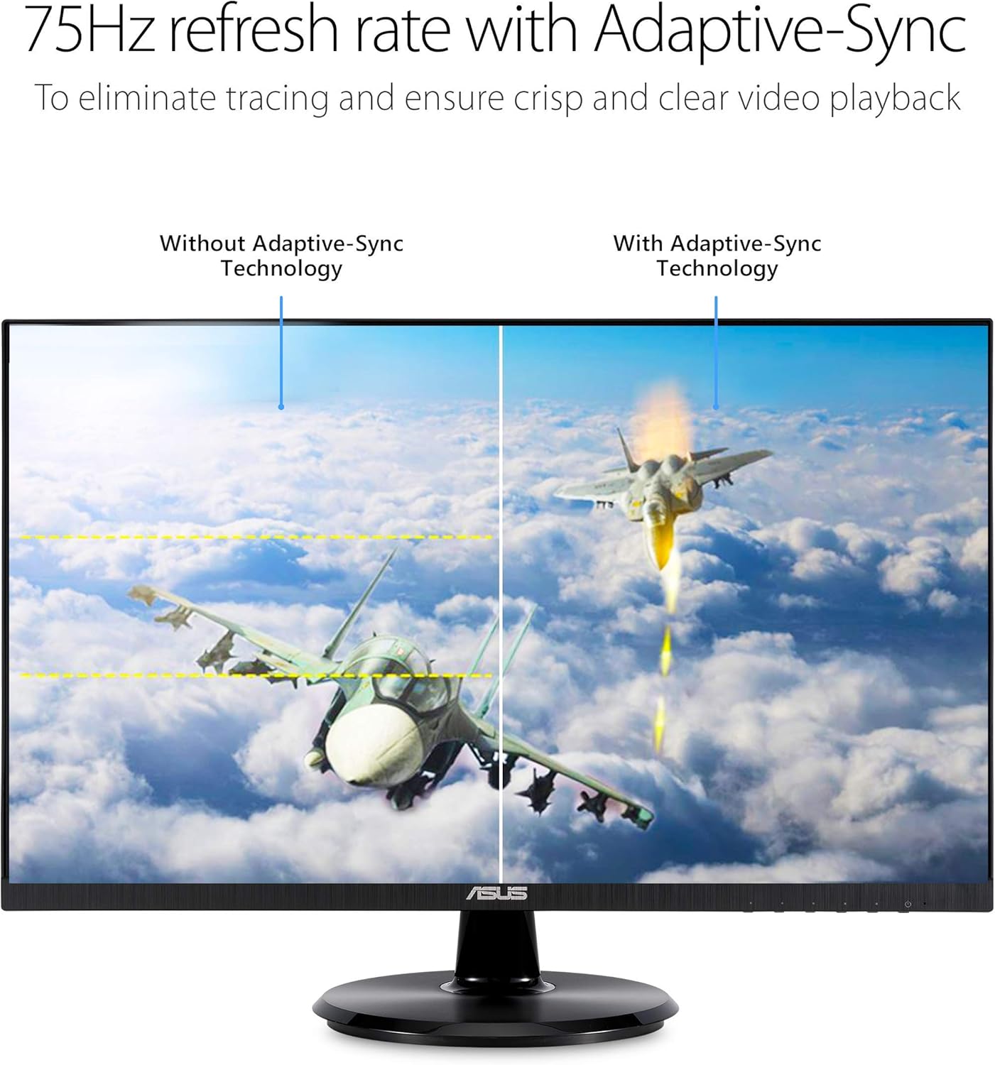 ASUS VA24DQ 23.8” Monitor, 1080P Full HD, 75Hz, IPS, Adaptive-Sync/FreeSync, Eye Care, HDMI DisplayPort VGA, Frameless, VESA Wall Mountable (Certified Refurbished)