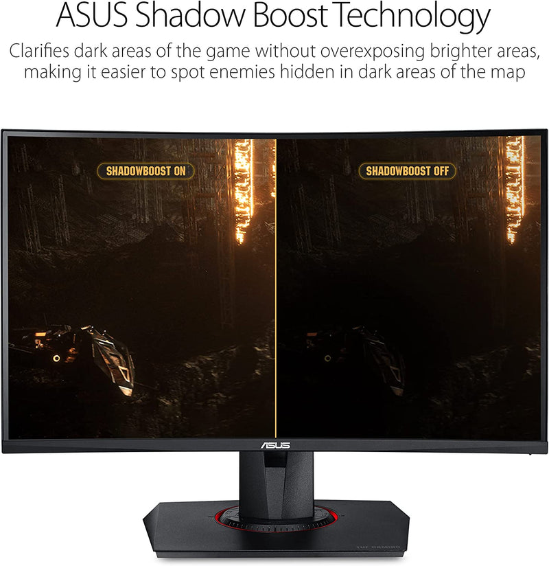 Asus TUF Gaming VG27WQ Curved Gaming Monitor – 27 inch QHD (2560x1440), 165Hz (above 144Hz), Extreme Low Motion Blur™, Adaptive-sync, Freesync™ Premium,1ms (MPRT), DisplayHDR™ 400 (Certified Refurbished)