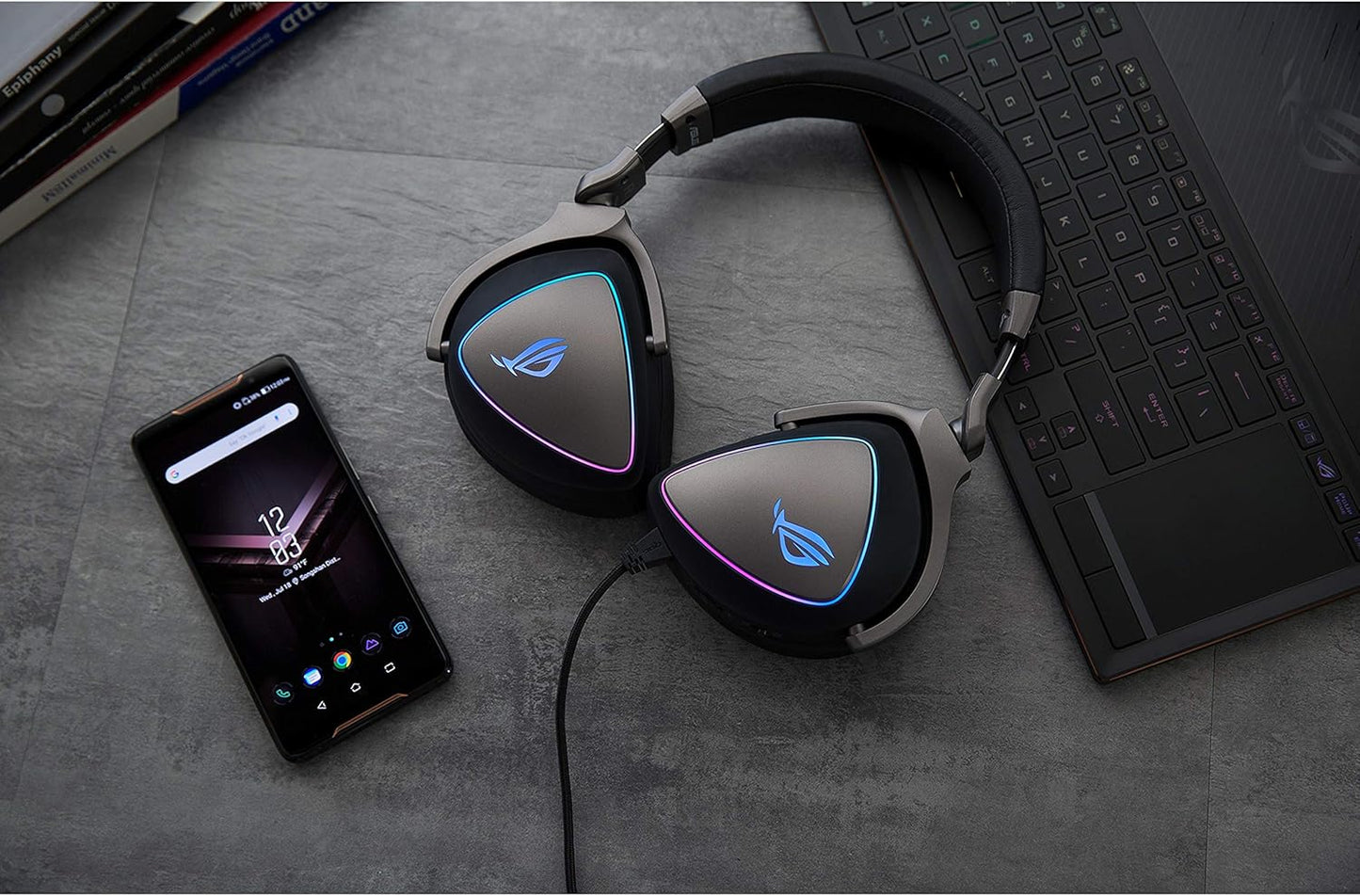 ASUS ROG Delta USB-C Gaming Headset for PC, Mac, Playstation 4, Teamspeak, and Discord with Hi-Res ESS Quad-DAC, Digital Microphone, and Aura Sync RGB Lighting (Certified Refurbished)