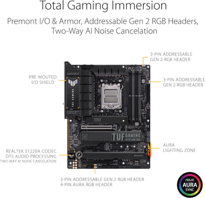 ASUS TUF Gaming X670E-PLUS WiFi 6E Socket AM5 (LGA 1718) Ryzen 7000 ATX Gaming Motherboard(16 Power Stages, PCIe 5.0, DDR5 Memory, Four M.2 Slots,2.5 Gb LAN,USB 4, Aura RGB Lighting) (Certified Refurbished)